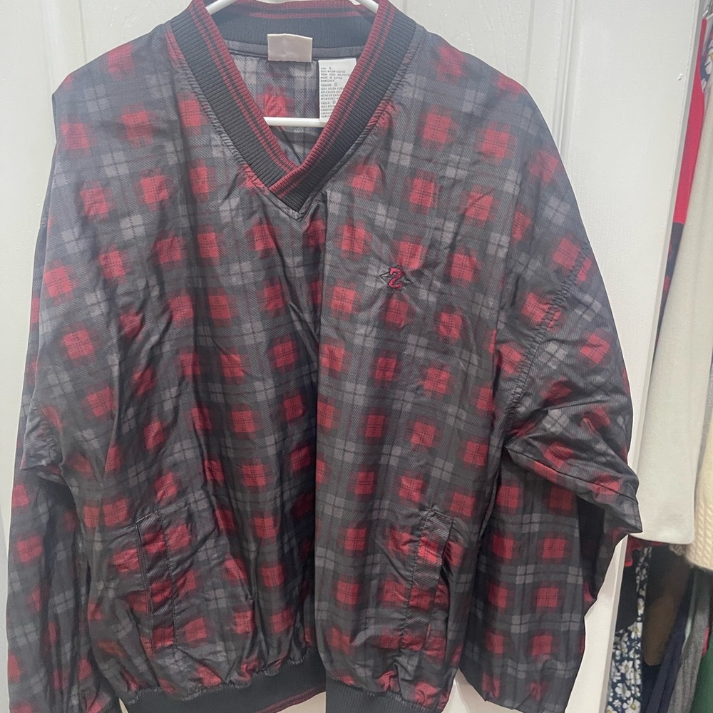 Jerzees Red and Black Plaid Shirt Relaxed Fit